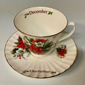 Royal Patrician December Teacup and Saucer Set. Fine Bone China. Vintage.